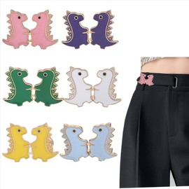 Pant Waist Tightener - Adjustable Jean Buttons for Loose Jeans, Cute Pants Tightener for Waist Women, Dinosaur Waistband Tightener Instant Pants Clips to Tighten Waist(6 Sets)