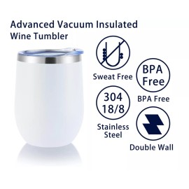 Unbranded Wine tumbler with lid Great Valentines Day Gift Cute White Hot Or Cold Small