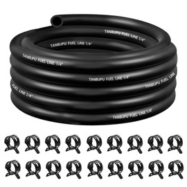 Tanbupu 10 Feet 1/4 Inch ID Fuel Line Hose with 18pcs 2/5" ID Clamps for Kawasaki Kohler Briggs & Stratton Small Gas Diesel Powersports Engines and Generators