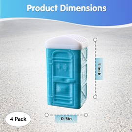 Porta Potty Valve Stem Caps – 4 Pack | Funny 3D Printed Tire Air Caps for Car, Truck | Gag Gift Accessory | Universal Fit, Schrader Valve, Weather-Resistant, No Tools Needed (Sky Blue)