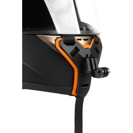 Reflex Camera Motorcycle Helmet Front Chin Mount Stand Strap for GoPro Hero, DJI Osmo, Insta360, and Action Cameras - Secure, Adjustable, Ideal POV for Vlogging & Adventure Recording - Orange