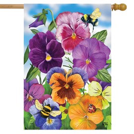 Briarwood Lane Pansies Spring House Flag 28 x 40