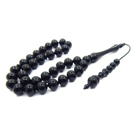 Tesbih Tasbih Tespih Misbaha Subha 33 Prayer Beads Muslim Islamic Rosary Prayer Worship Accessories Ottoman Black Onyx Effect Beads Ball 10 mm, Acrylic, Onyx, pearls
