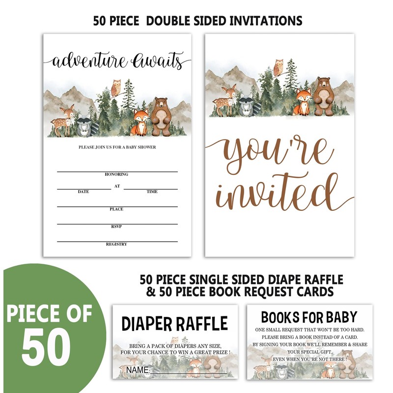 Geuro Set of 25 Baby Shower Invitations with Envelopes, Diaper