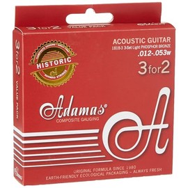 Adamas Strings for Acoustic Guitar Phosphor Bronze Historic Reissue Set of 3 Light .012 1818-3