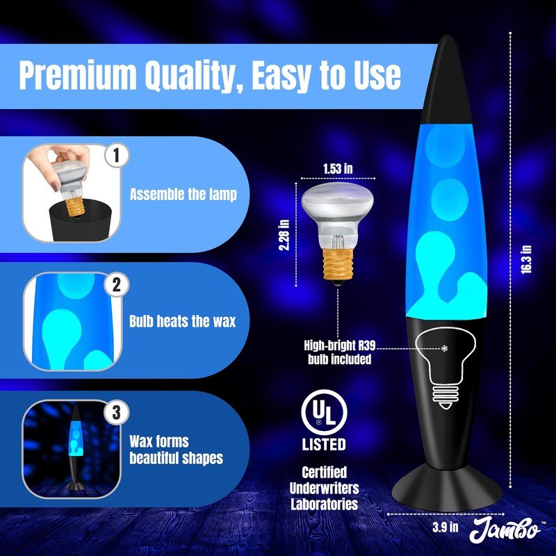 JAMBO 16" Beautiful Motion Lamp - Blue/White Wax, Relaxing Liquid