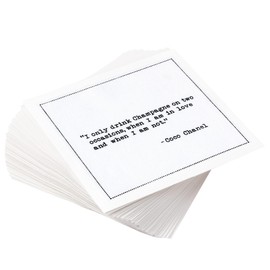 Five Star Napkins Quotes, White Cotton Cocktail Napkins, Beverage Napkins, Bar Napkins, Cloth Napkins, Party Napkins, Events, Holidays, Weddings, Birthdays, 4.5" x 4.5"- (50x) (Champagne Quotes)