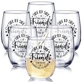 Irenare 6 Pcs Friends Wine Glasses, 15 oz Wine Glasses Gift for Women Friendship Gifts Birthday Gifts for Women, Sister, Mom, Grandma, Nana, Her