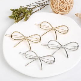 4Pcs Metal Bow Hairpins Hair Clips for Women Girls Chic Bows Hairpins Barrettes Simple Hair Pin Stylish Hair Accessories Minimalist Bow Hair Pins Gift