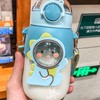Soft Straw Drinking Cup Portable Plastic Sippy Cup Cartoon Pattern