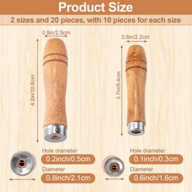 Pndeyo Wooden File Handle with Strong Metal Collars 20pcs, 10pcs Medium Wooden Handle for 6"-8" File and 10pcs Large Wood Handle for 10"-12" File, Screwdriver Hand Drill File Handle