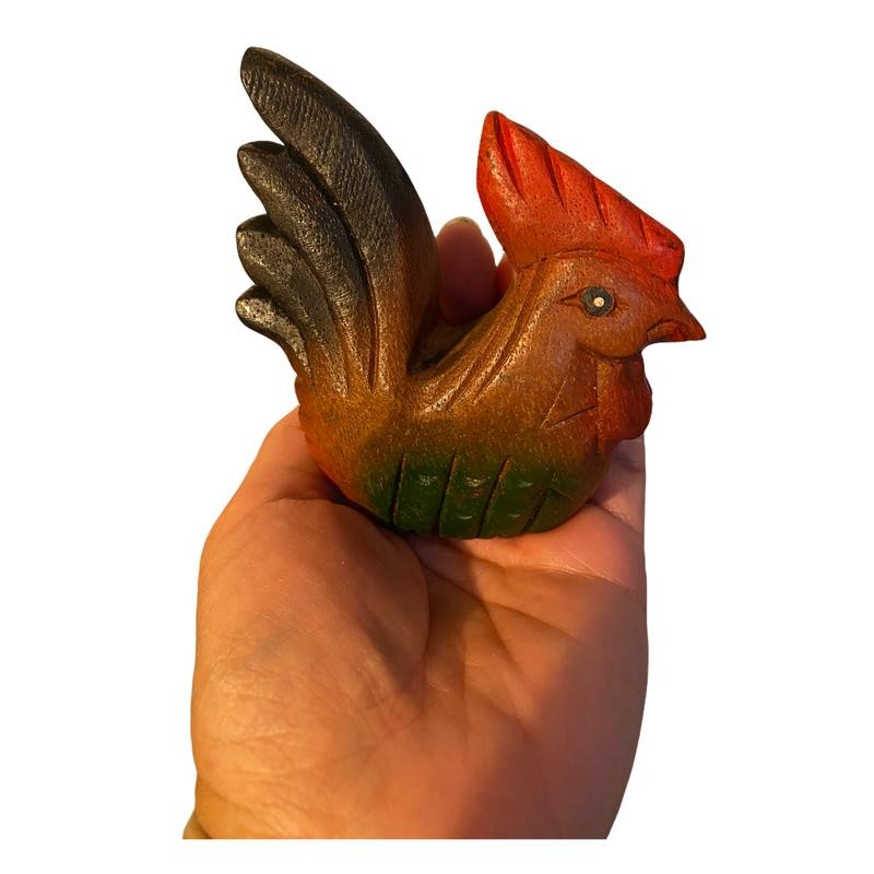 Painted Wooden Musical Whistle Rooster Instrument - Size: Medium 4"