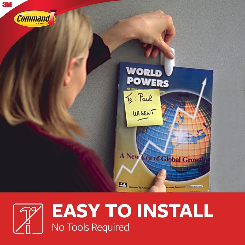 Command Spring Clips, White Spring-Loaded Wall Hooks, 10 Clips +