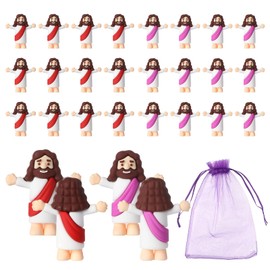 Mini Jesus Figurines in Bulk 24 Pack Little Jesus Figures Pocket Size Jesus Mini Figure Religious Christ Savior Jesus for Church Hide Thanksgiving Day Sunday School Easter Eggs Stuffers