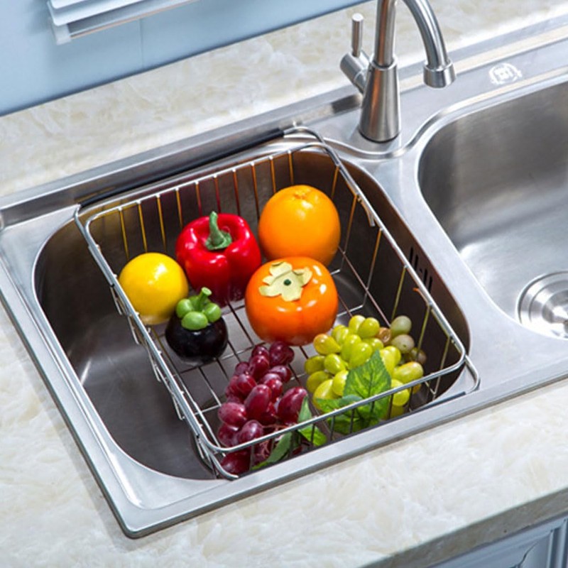kaileyouxiangongsi Stainless Steel Sink Strainer Drain, Telescopic Drain Basket with