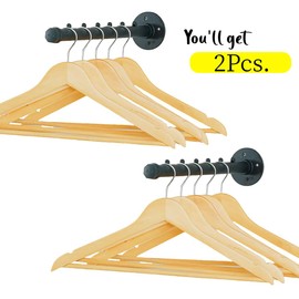 2 Pcs Industrial Pipe Clothing Bar,Wall Mount Clothes Rack for Hanging Clothes - Wall Clothing Rods for Retail Boutique Display (14 in)