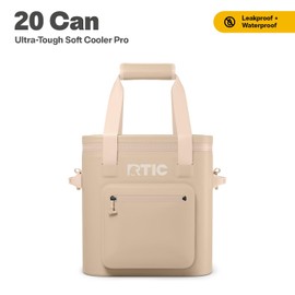 RTIC 20 Can Ultra-Tough Soft Cooler Pro, Insulated, Waterproof, Leakproof, Portable, Floating Bag for Beverage, Drink, Lunch, Outdoor, Beach, Car, Camping, Picnic, Fishing, Boat, 13L, Beach