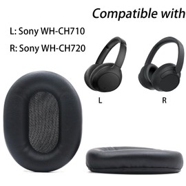 Xinyuekj Ear Pads Replacement,Compatible with Sony WH-CH710N/WH-CH710/WH-CH-720N/WH-CH720 Headphones,Ear Pads Cushions with Upgrade Memory Foam & High Protein Leather-Black