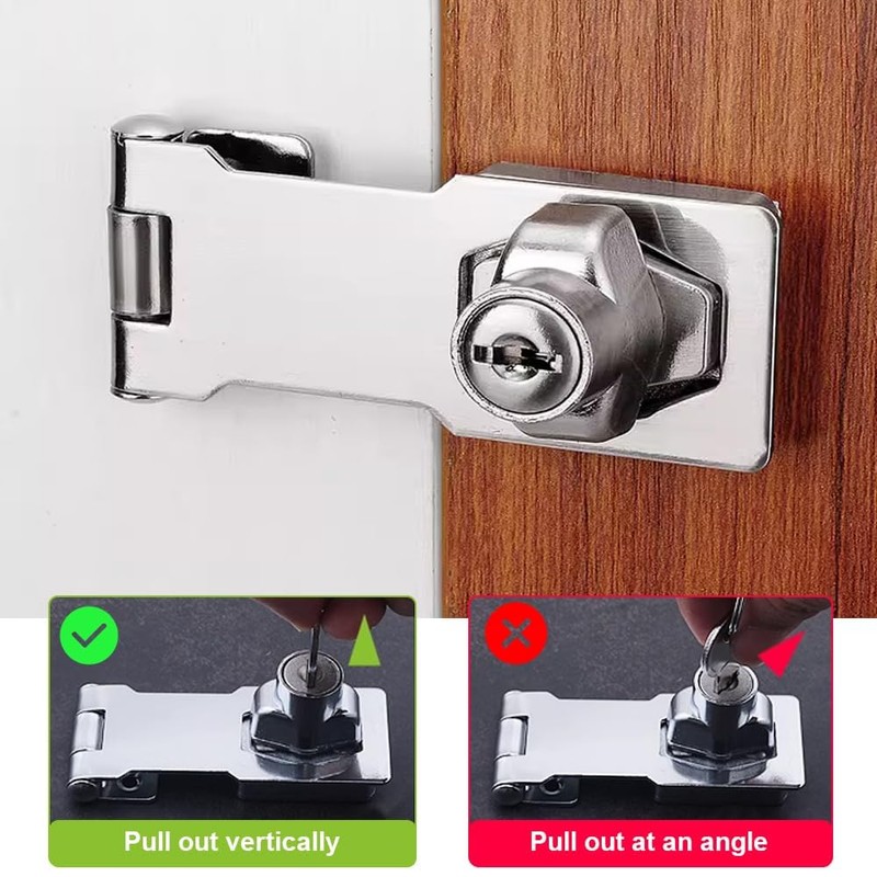 TOP-VIGOR 3 Inch Keyed Hasp Lock and Staple with Padlock,