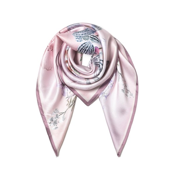 SHIROUYU 100% Mulberry Silk Scarf 35" Large Square Lightweight Scarf