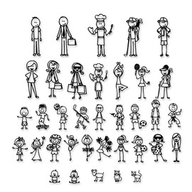 Custom Stick Figure Family Vinyl Diecut Decal for Car Truck Window