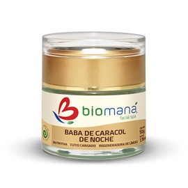 Biomaná Crema Facial con Baba de Caracol, Nutritiva Uso de Noche, 50 g. Calidad Profesional. Ideal para Cutis Cansado, Desvitalizado y con Líneas de Expresión.