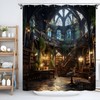 Gothic Library Shower Curtain Retro Room for Study in The