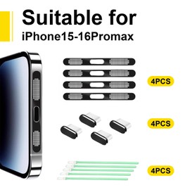 Kinretixia USB-C Dust Plug, 4 Pack USB-C Port Cover, Type-C Charging Port Plug Cover with Speaker Dust Cover, Compatible with iPhone15-16 ProMax