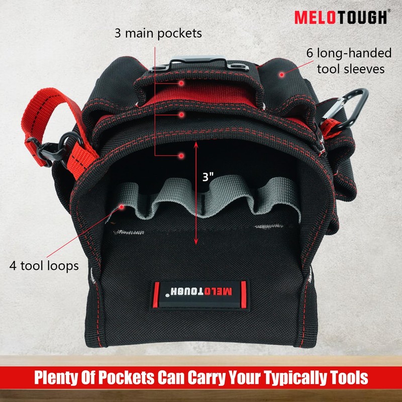 MELOTOUGH Electrician Tool Pouch Lightweight Belt Organizer with Tape Holder