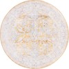Unique Loom Revival Collection Traditional Medallion Border Yellow/Ivory Round Rug