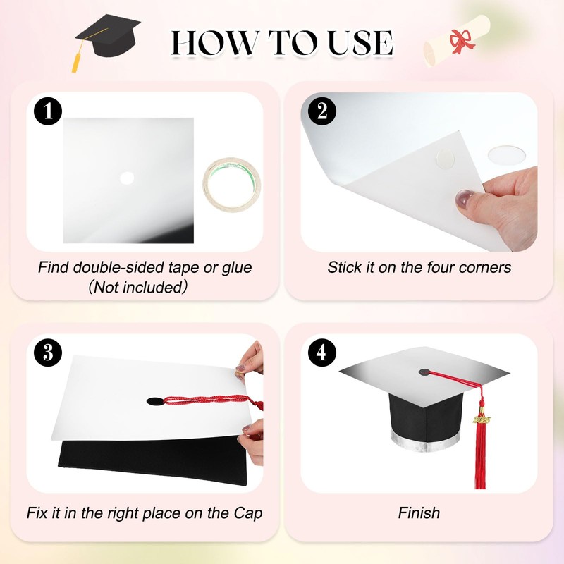 MotiMind 5 Pcs Metallic Graduation Cap Toppers Metallic Heavyweight Premium