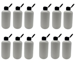Natural Farms 8 oz White Boston Plastic Bottles -12 Pack Empty Bottle Refillable - BPA Free - Essential Oils - Aromatherapy | Black Flip Top Snap Cap - Made in the USA