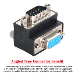 cablecc DB9P Male to Female D-Sub RS232 9Pin 90 Degree Up Angled Extension Adapter