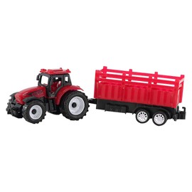 Farm Tractor and Trailer Set 3 Pieces Durable Plastic Farm Vehicle Toy Playset Tractor-Trailer Themed Fun