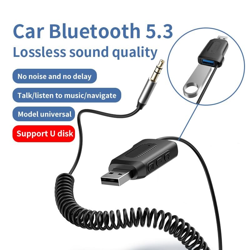 Bluetooth 5.4 Car Audio Adapter 3.5 mm AUX Plug RX