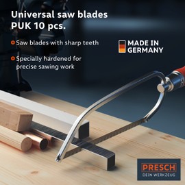 Presch universal junior hacksaw blades 150mm 10 pcs - Original PUK saw blade set for 150mm hand saws - Universal saw blade 150mm for wood, metal and plastics - saw blade set