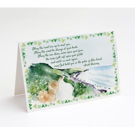 St. Patrick's Day Greeting Cards, Irish Blessing Cards, 5"x7" Folded Card w/Envelope, Single Card, Made in USA by a Small Family Business (Watercolor Seaside)