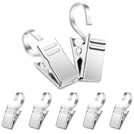 Pack of 50 Curtain Clips Metal Curtain Clips Curtain Hooks for Rope Clips Rustproof Curtain Clips Curtain Clips with Hooks for Curtains Shower Curtain (Stainless Steel)