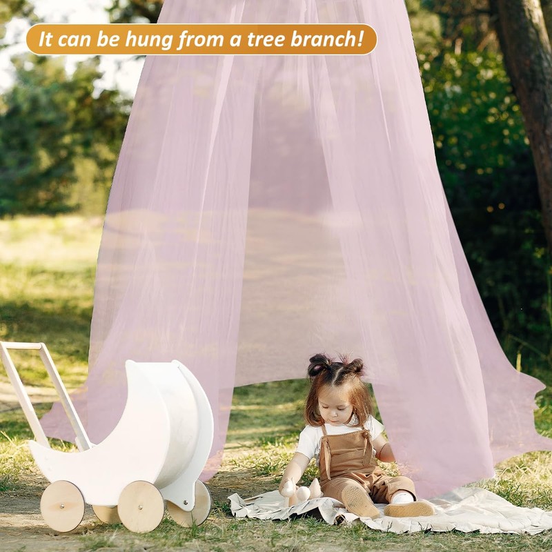 FFTANXS Mosquito Net Canopy, Pink, Size W 413.4" x L