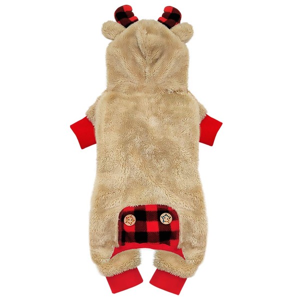 KYEESE Dog Pajamas Christmas Reindeer with Bowtie Red Buffalo Check