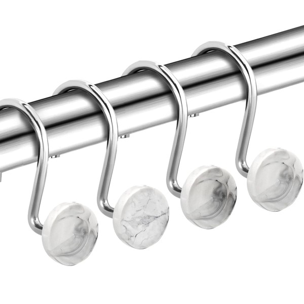 J&V TEXTILES Shower Curtain Hooks Rings, Rust Resistant Metal Double