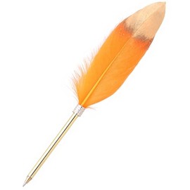 NXVX Feather Quill Pen - Elegant Vintage Writing Set with Replaceable Nibs & Ink, Perfect for Calligraphy, Journals, and Gifts – Affordable, Stylish, and Fun to Use (Orange)