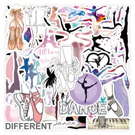 Dance Stickers for Laptop(50 Pcs),Gift for Kids Teens Adults Girl,Dance Waterproof Stickers for Water Bottle,Vinyl Stickers for Scrapbook,Journal,Dairy,Skateboard