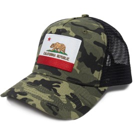 International Tie Premium California Flag Hat for Men and Women - Snapback Trucker Baseball Cap (Camouflage)