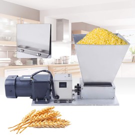 Electric Grain Mill Barley Grinder Malt Crusher Roller Grain Mill Grain Grinder Home Brew Mill Food Grade Stainless Steel Cereal Beans Mill+4x Hopper Dy-368 110V 40W (US STOCK)
