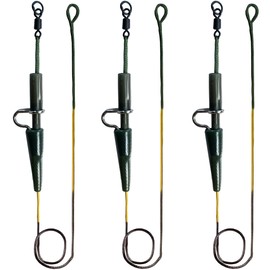 NewShot 3x Ready Tied Leadcore Leaders Hybrid Lead Clip, Sleeve, QC Swivel for Carp Fishing (Flexi Ring Swivels + Lead Clip)
