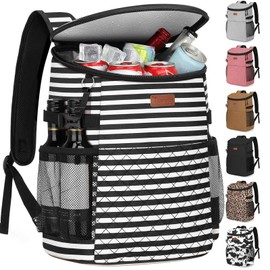 Soft Cooler Backpack, Backpack Coolers Insulated Leak Proof Thermal Lunch Backpack for Men Work Small Cooler Bag Beach Travel Picnic Drink Beverage Beer (S, Stripe)