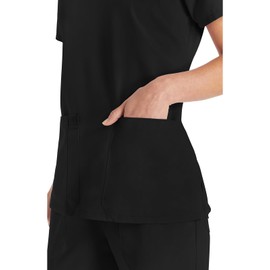 Dickies EDS Essentials Scrubs, V-Neck Womens Tops with Four-Way Stretch and Moisture Wicking DK615, S, Black