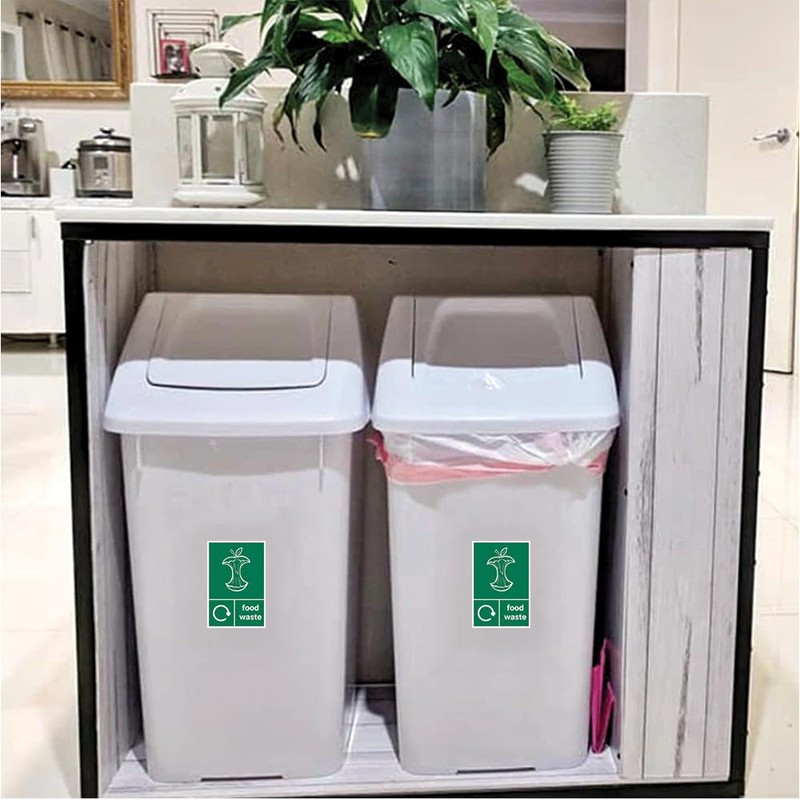 Pack of 2 Food Waste Only Sticker Waterproof (100 x