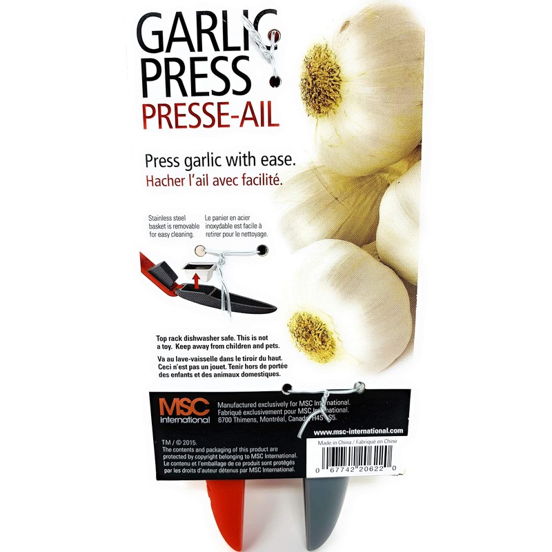 Joie Garlic Press in Grey/Green, Stainless Steel, 20 x 15